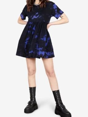 DISTURBIA Purple Haze Tie Dye Cotton Goth Alt Skater Babydoll Mini Dress 6